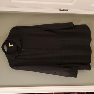 Frenchi black drop waist button down dress